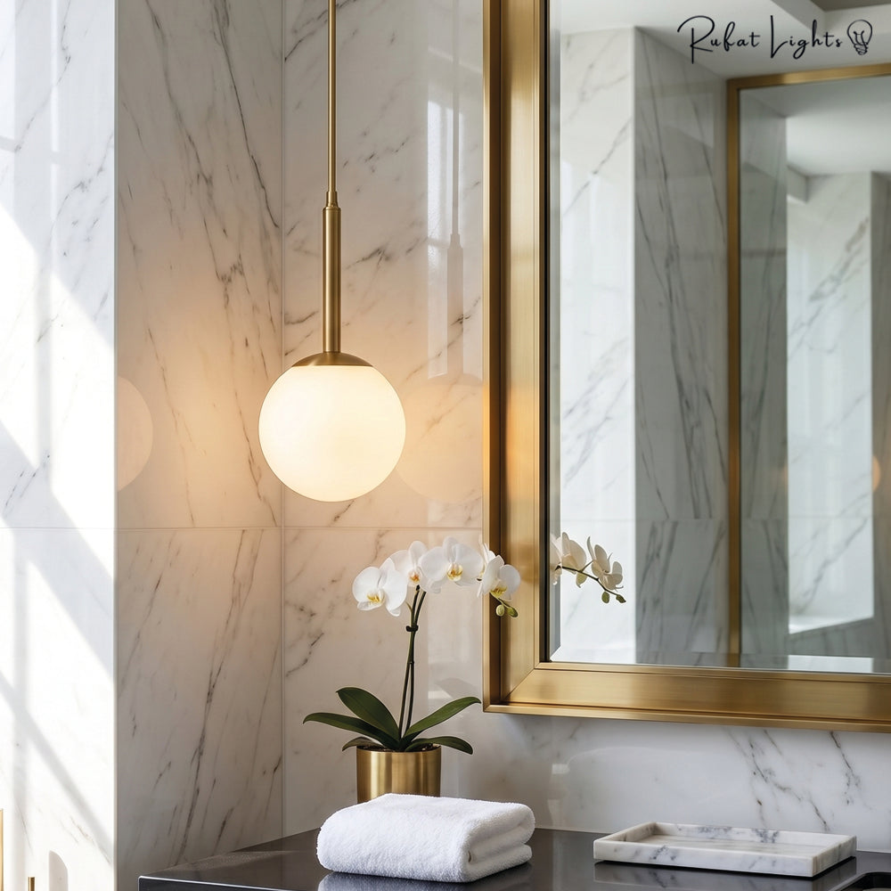Coppery Glass Ball Pendant Light