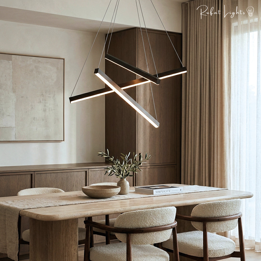 Modern LED Stripes Linear Chandelier Dimmable