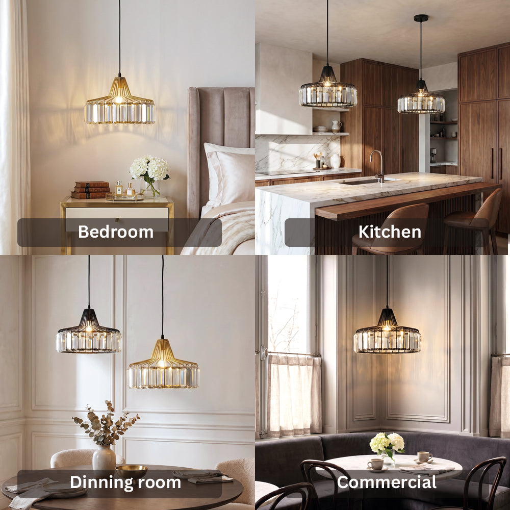 Contemporary Circular Crystal Pendant Light