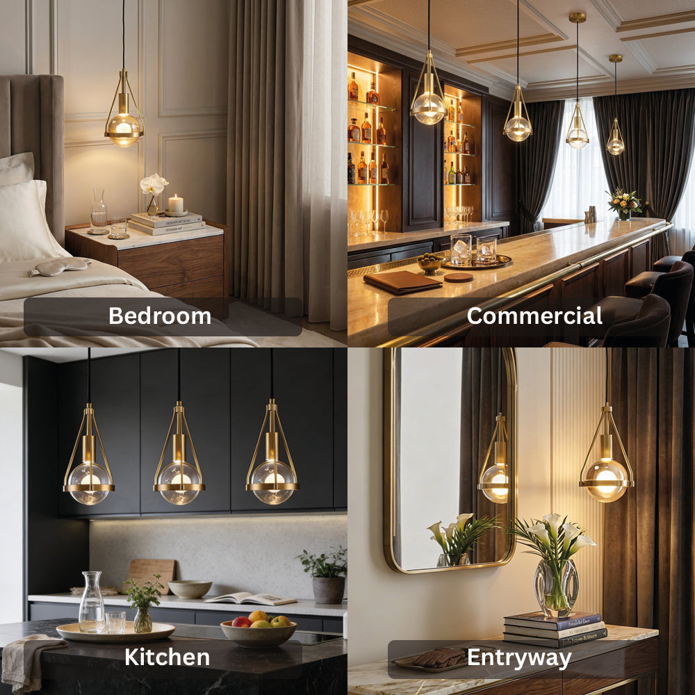 Blowball Gold Crystal Pendant Light