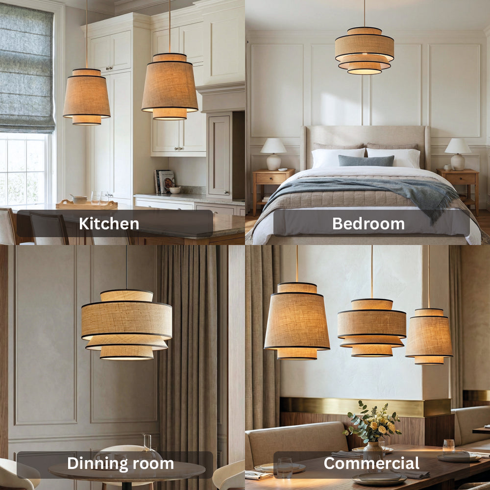 Contemporary LED Rattan Pendant Lights