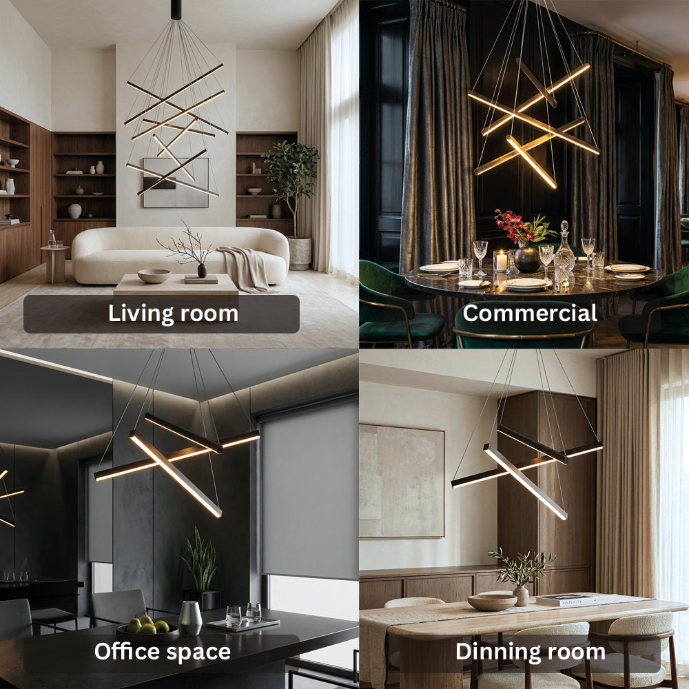 Modern LED Stripes Linear Chandelier Dimmable