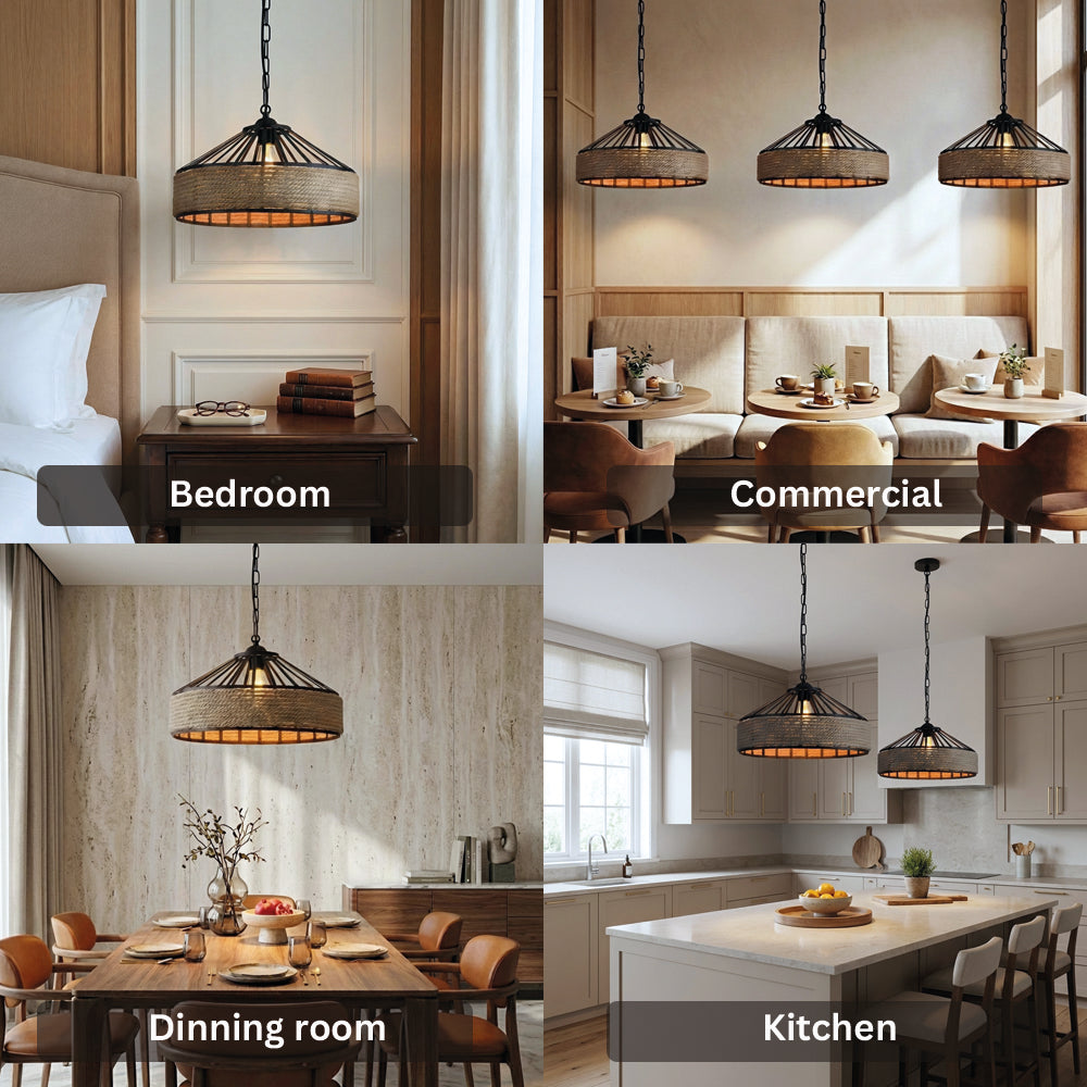 Iron Hand Braiding Rope Pendant Light