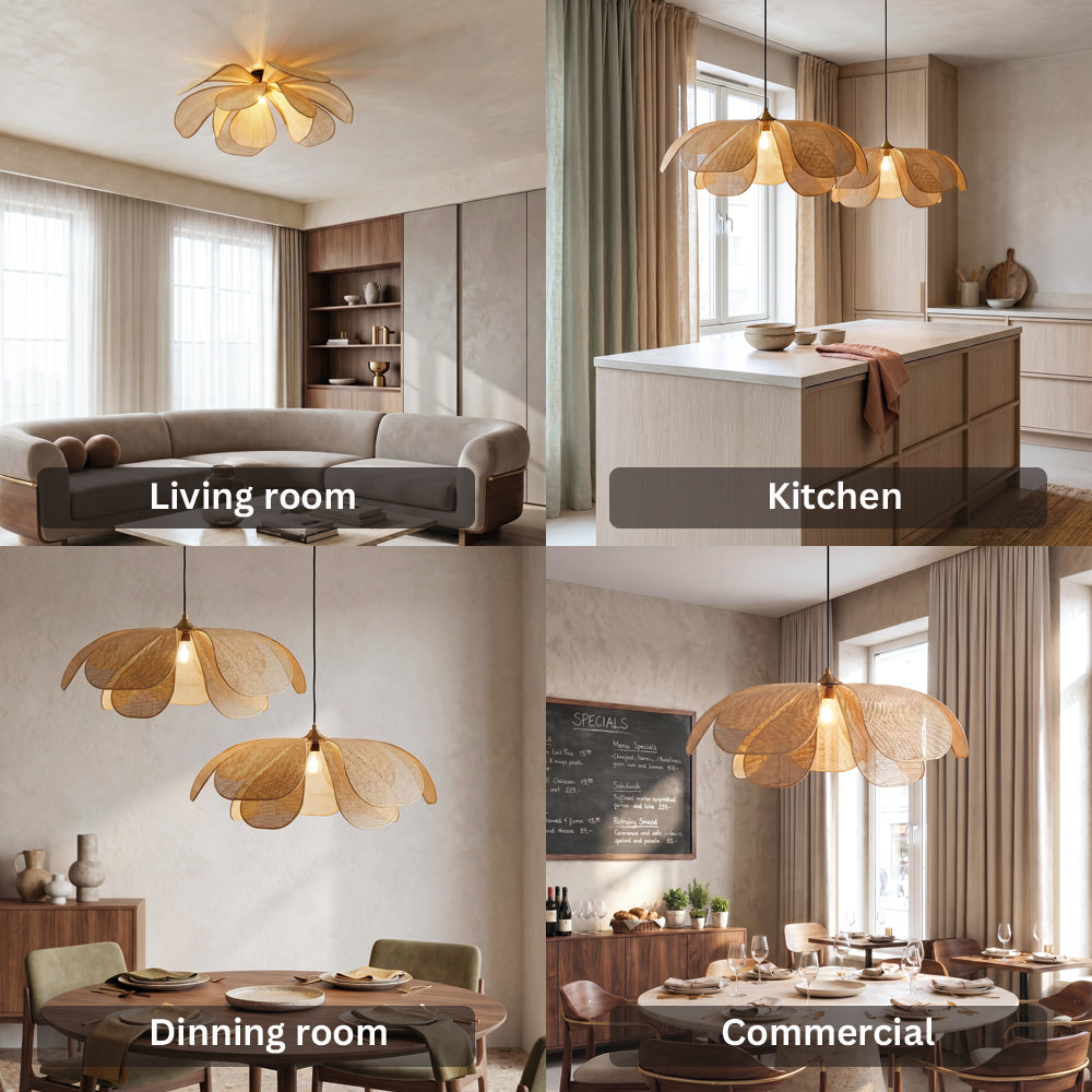 Rattan Flower Handmade Pendant Light