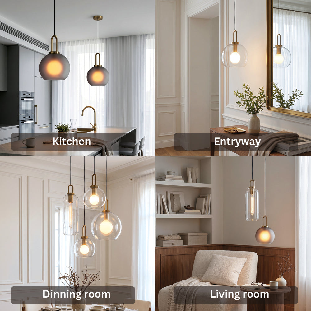 Sphere Glass & Cylindrical Edison Glass Pendant