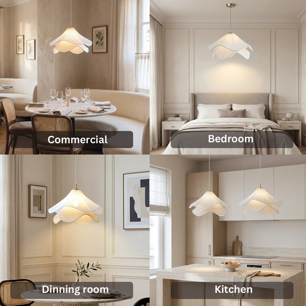 Nordic French Art Pleated Fabric Petal Chandeliers