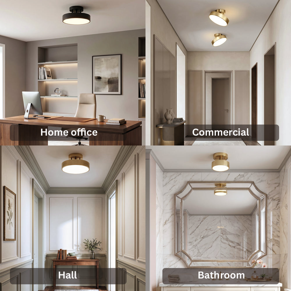 Round Copper Golden Ceiling Lamp