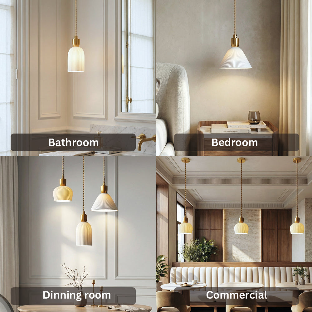 Ceramic Pendant Light Plug In Hanging Chandelier