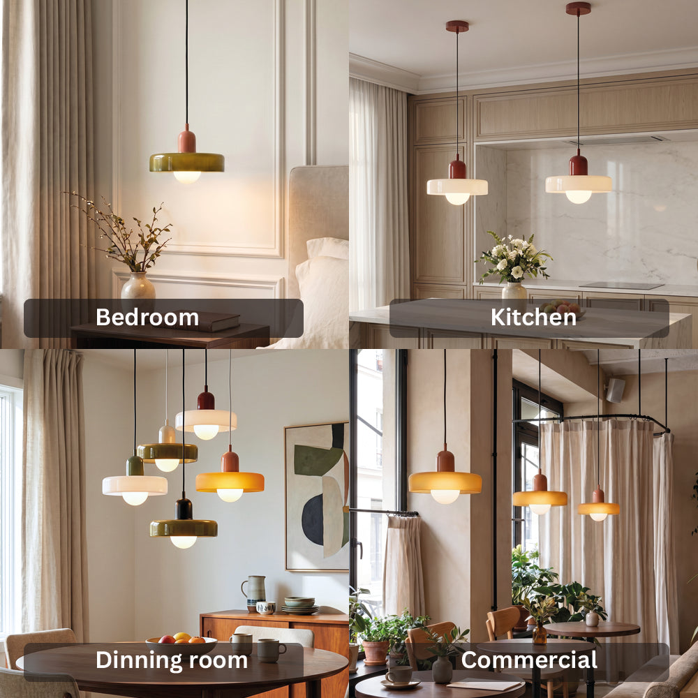 Vintage Scandinavian Glass Pendant Light