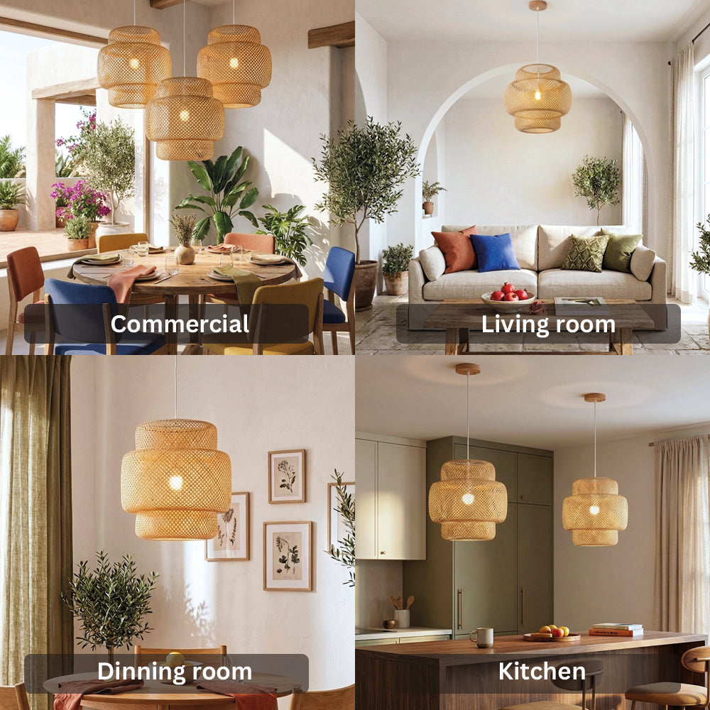 Hand Knitted Weaving Bamboo Pendant Lamp