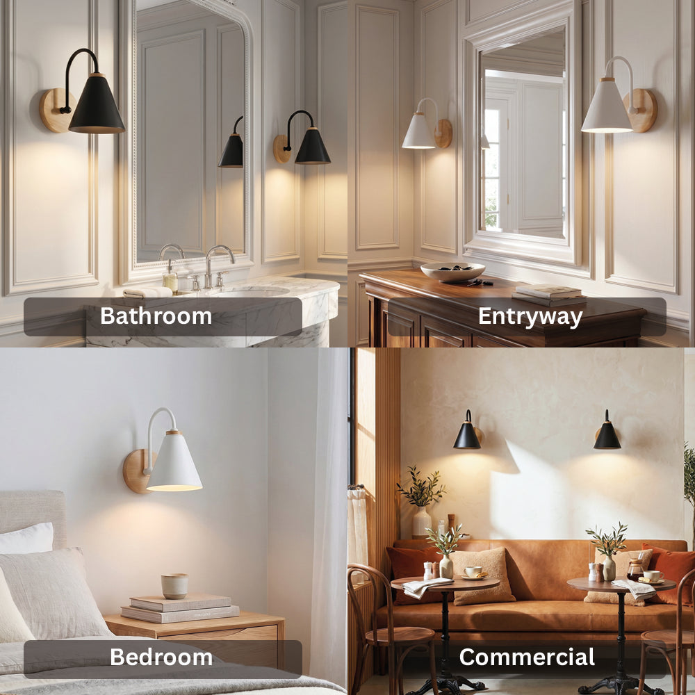 Wooden LED Curved Iron Wall Lamp