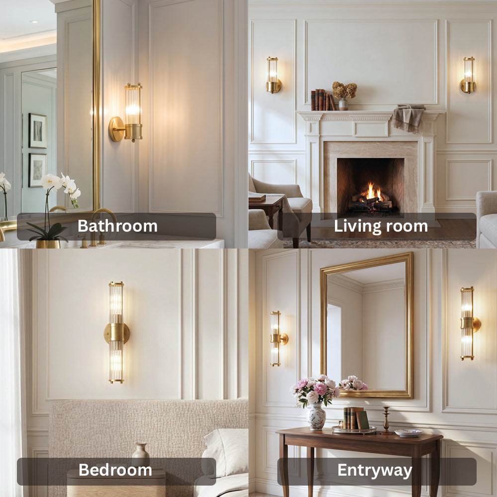 Luxury Crystal Gold Glass Rod Wall Lamps