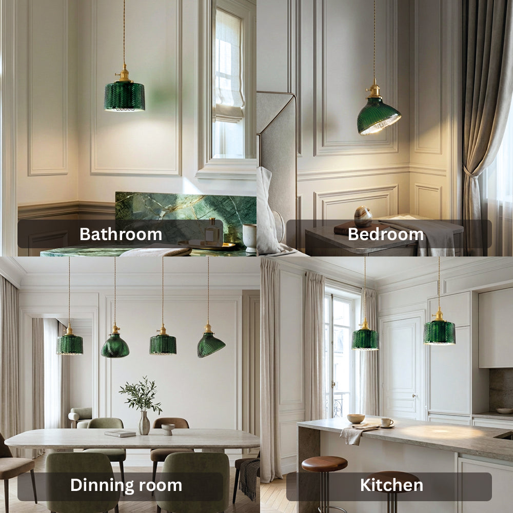 Japanese Minimalist Green Glass Pendant Light