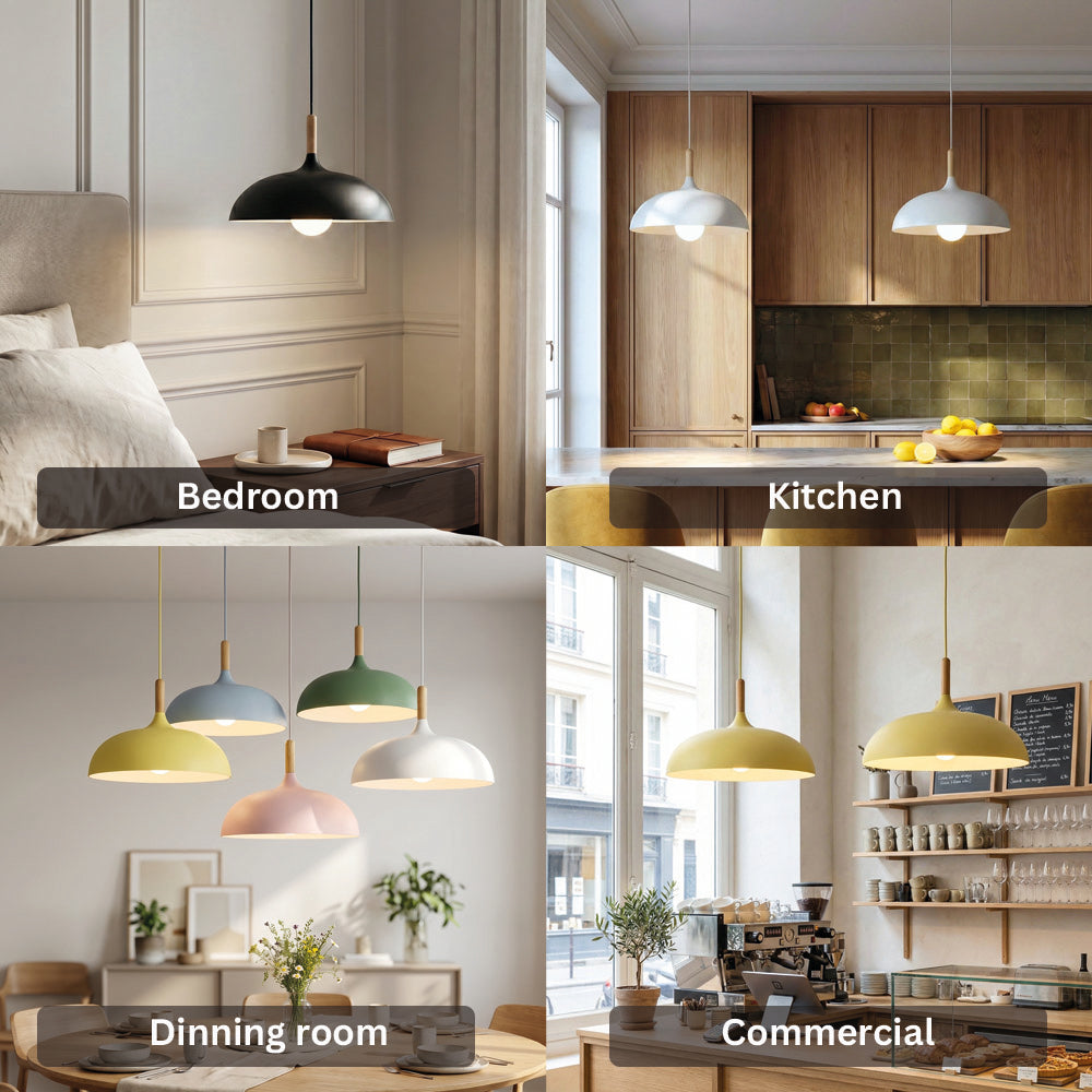 Minimalist Wood & Aluminum Pendant Light