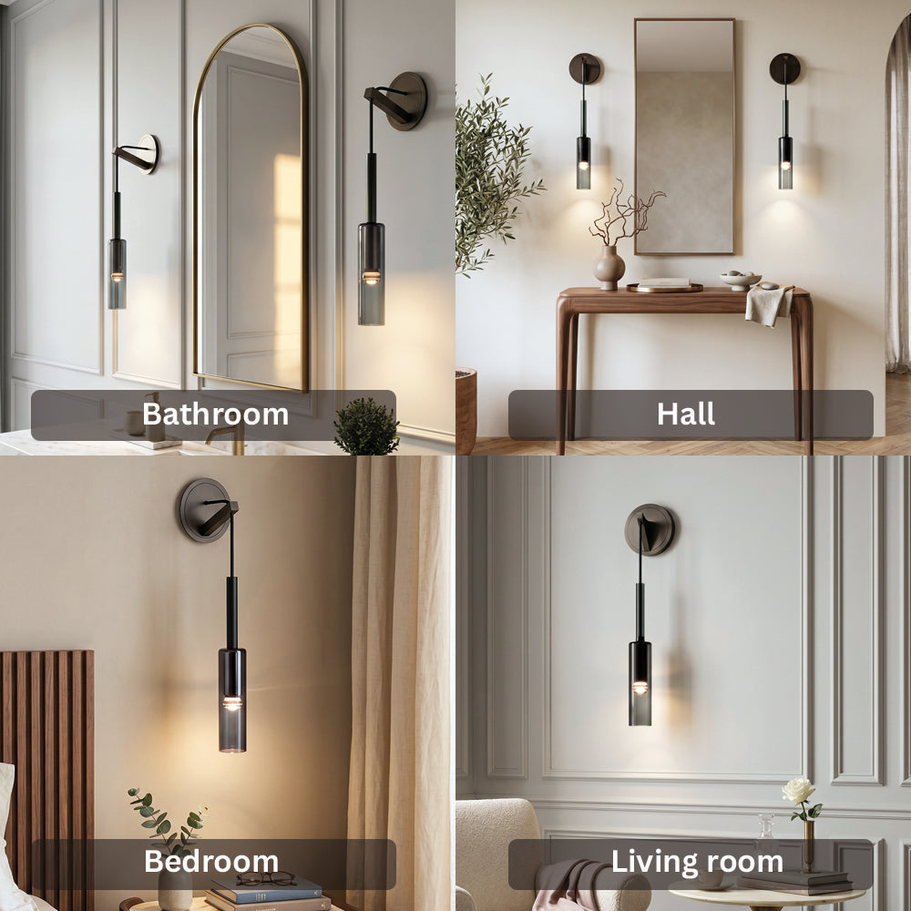 Luxury Tube Smoked Glass Wall Lamp