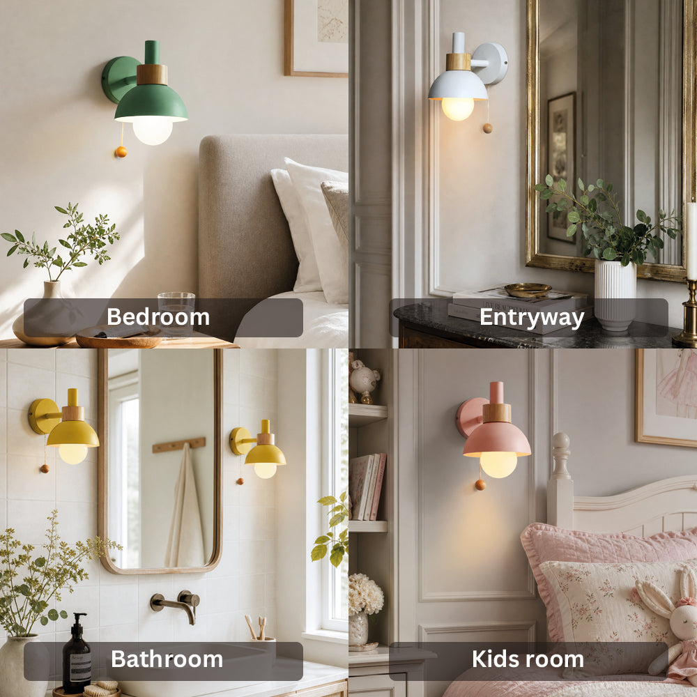 Colorful Wood Globe Wall Lamps