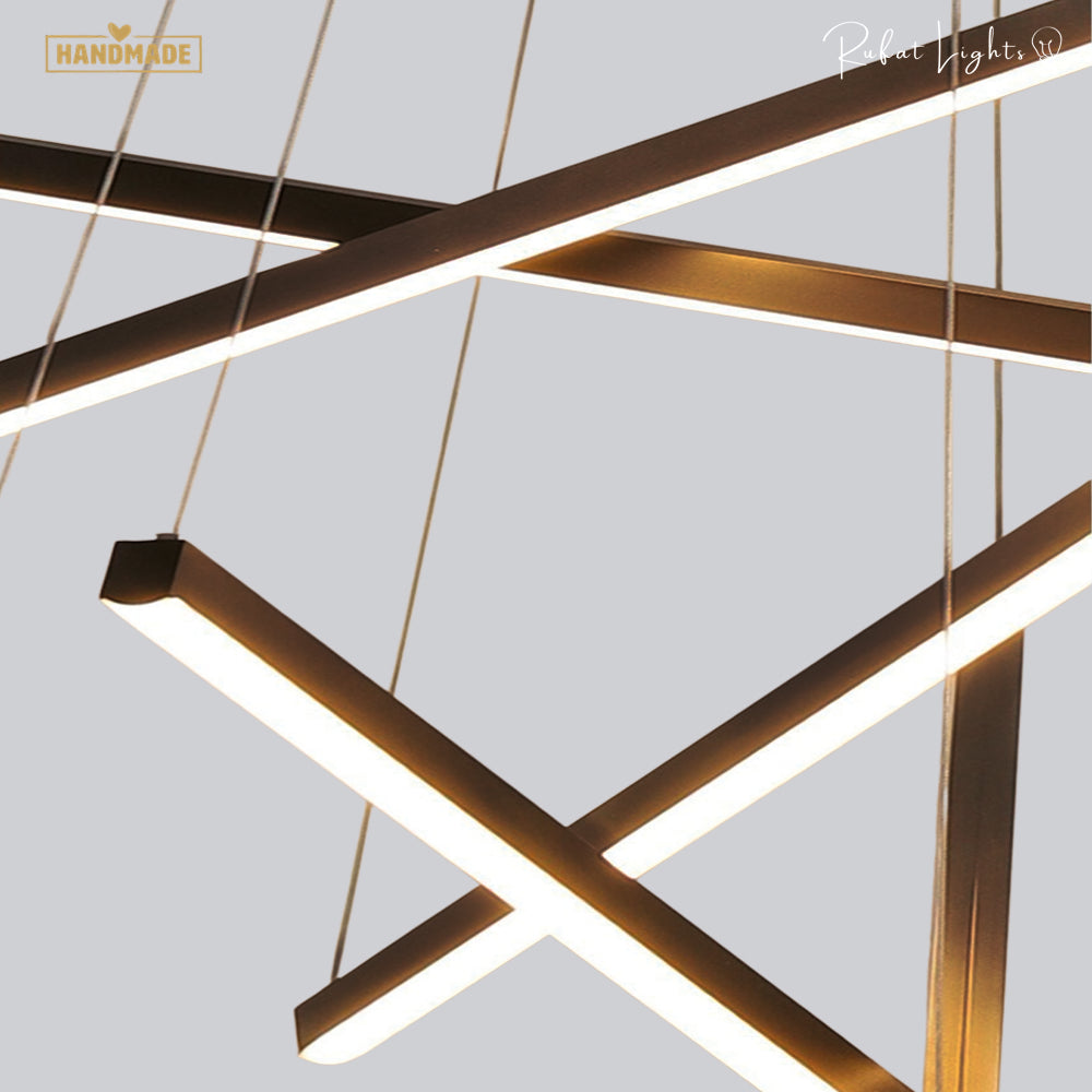 Modern LED Stripes Linear Chandelier Dimmable