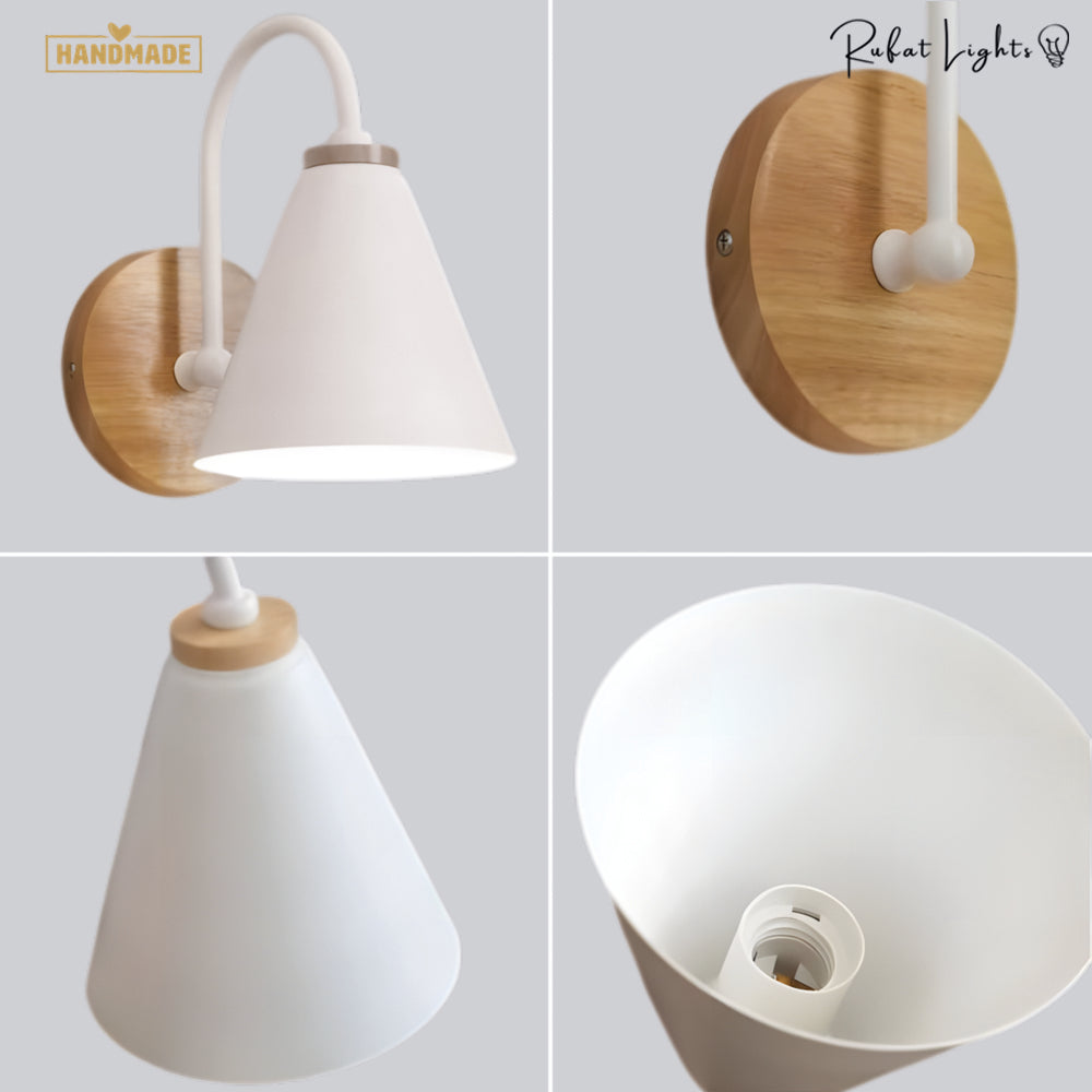 Wooden LED Curved Iron Wall Lamp