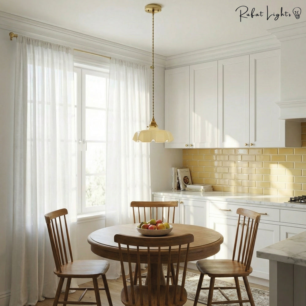 French Glass Floral Pendant Light