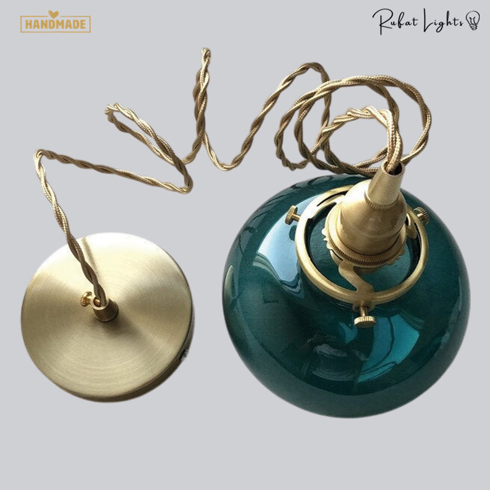 Japanese Style Retro Brass Glass Pendant Lamp