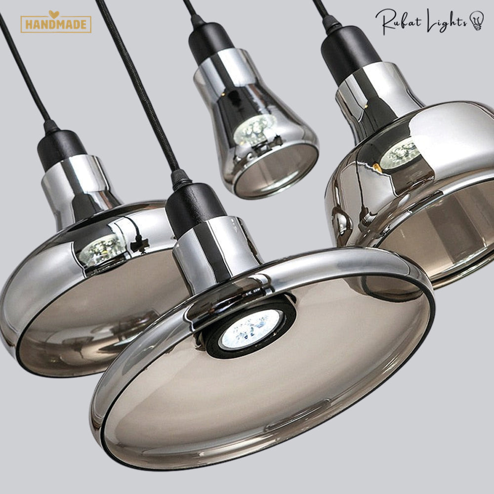 Island Mini Shiny Gray Glass Pendant Lights