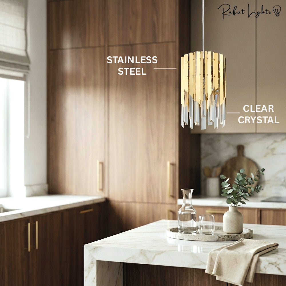 Modern Crystal K9 Round Gold Chandelier