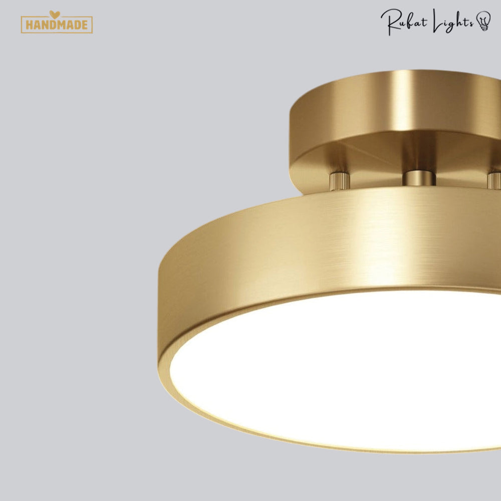 Round Copper Golden Ceiling Lamp