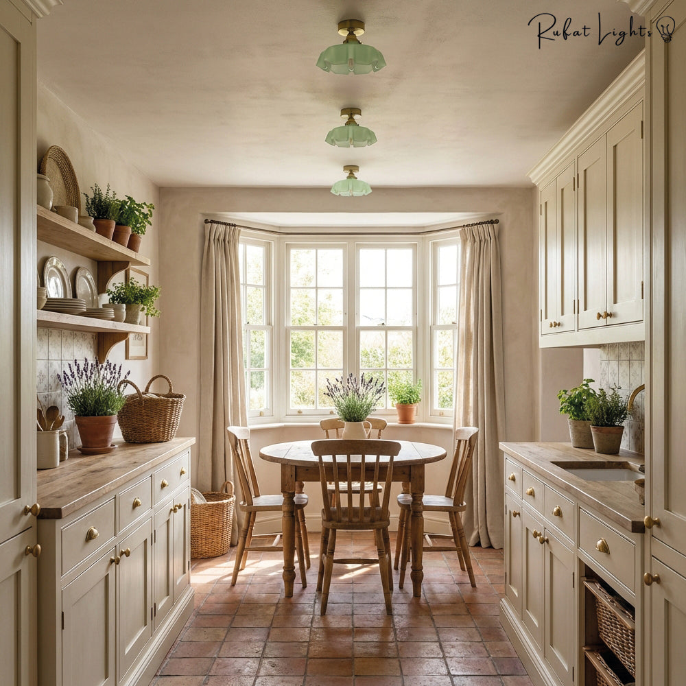 French Glass Floral Pendant Light