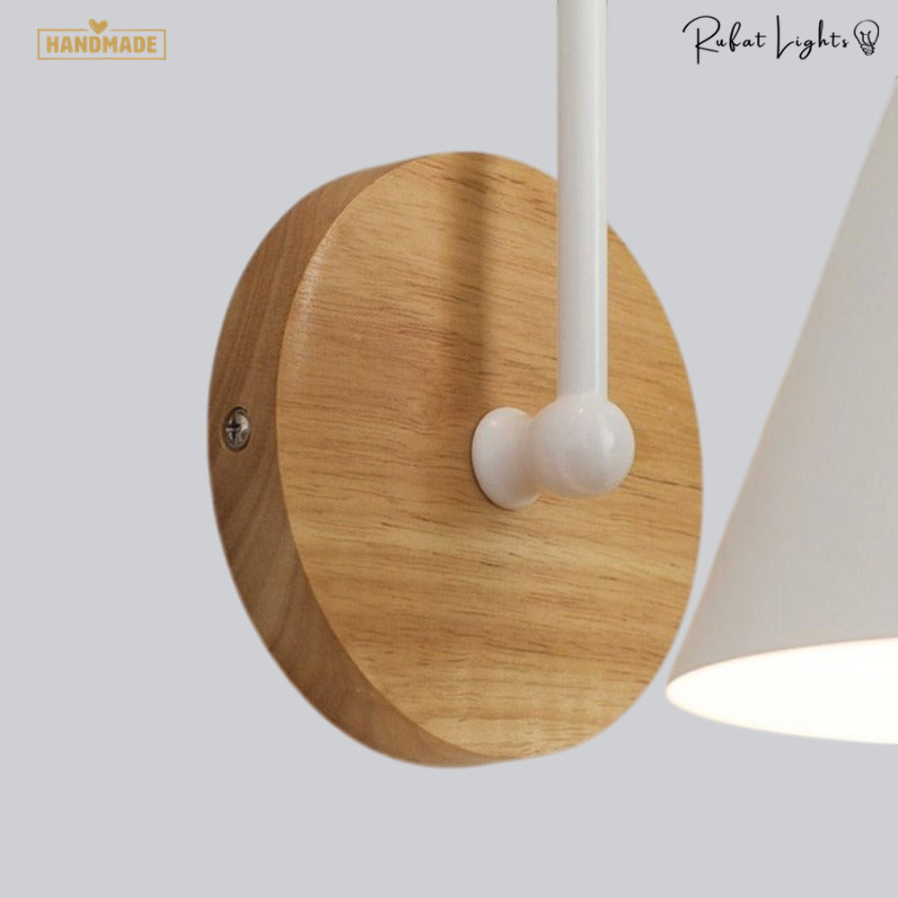 Wooden LED Curved Iron Wall Lamp