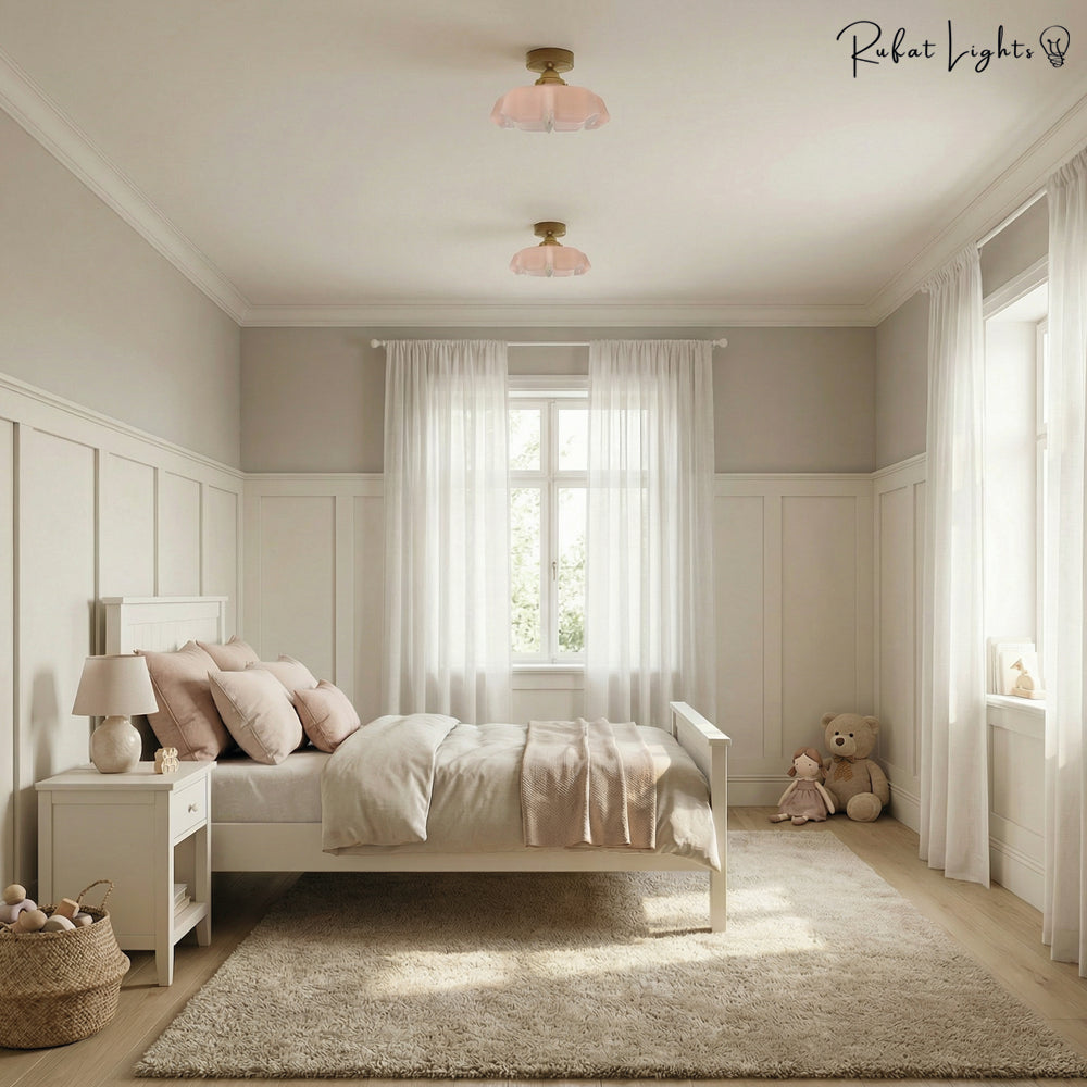 French Glass Floral Pendant Light