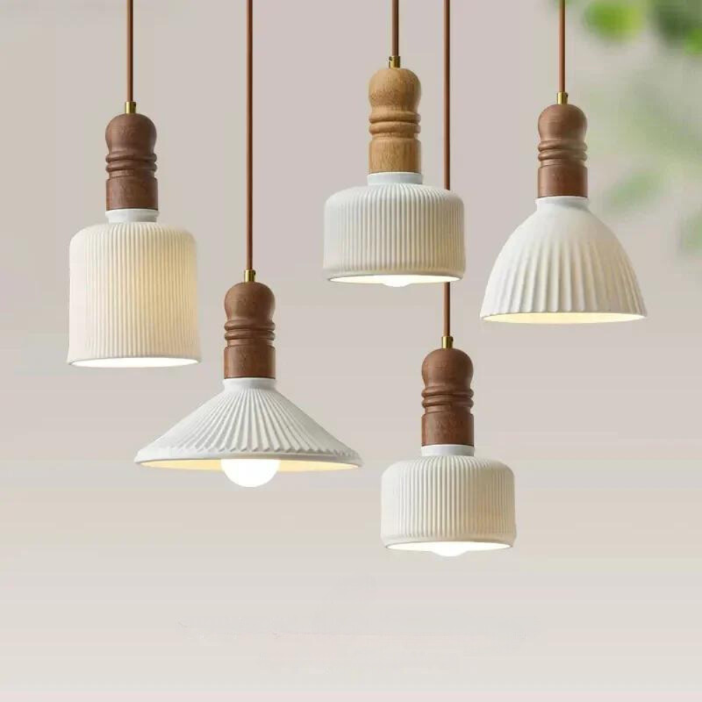 Cream Wind Solid Wood Pendant Light