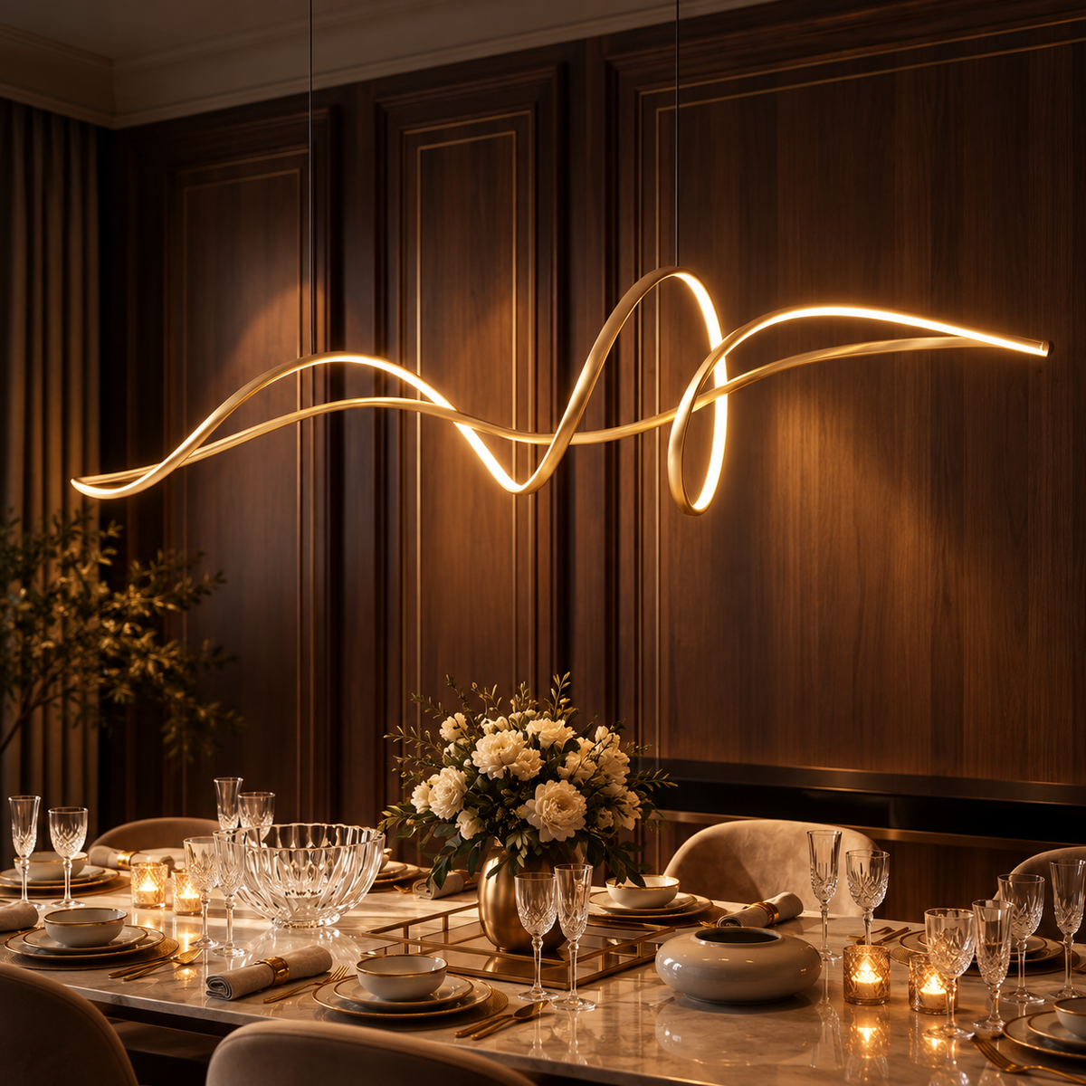 Aluminum Ribbon Shape LED Chandelier
