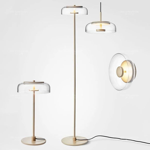 Modern Round Glass Pendent & Floor Lamp