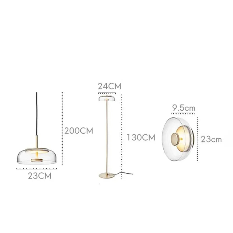 Modern Round Glass Pendent & Floor Lamp