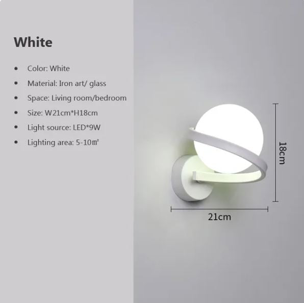 Modern Iron Spiral Line Ball Wall Light