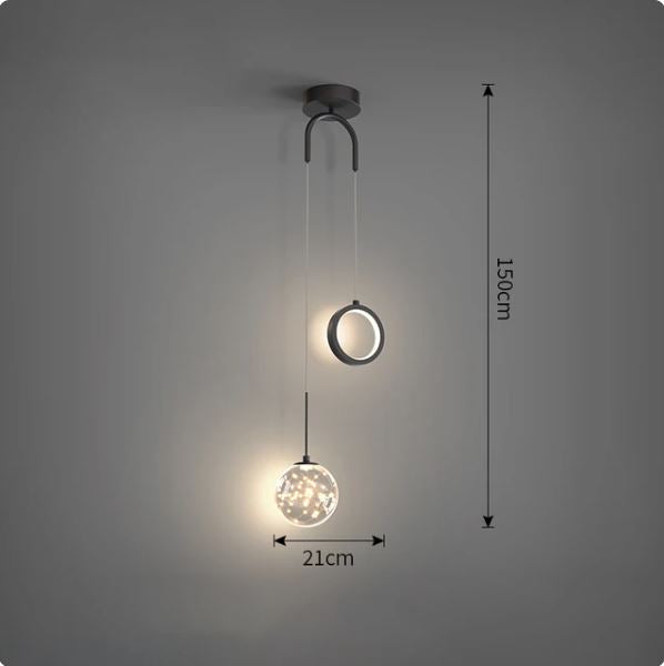 Modern Ring With Glass Ball LED Pendant Light