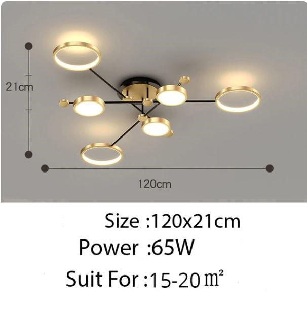 Modern Aluminum Ring Gold Frame LED Chandelier
