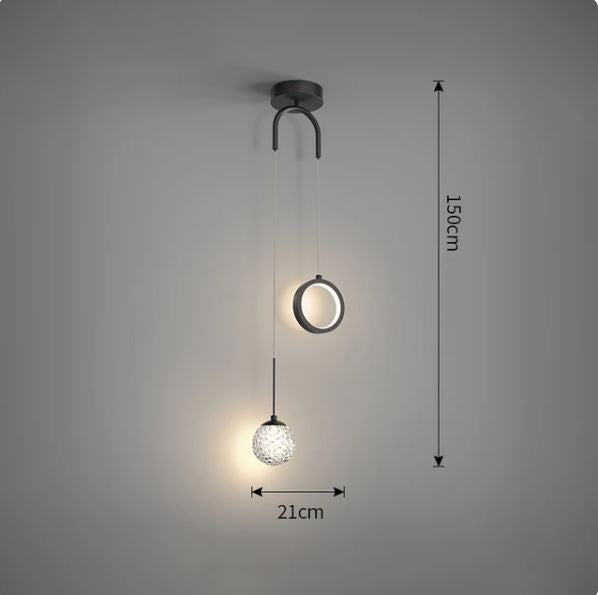 Modern Ring With Glass Ball LED Pendant Light