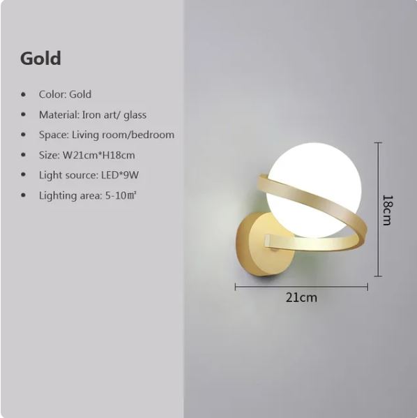 Modern Iron Spiral Line Ball Wall Light