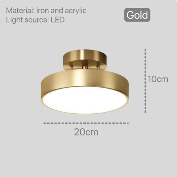 Round Copper Golden Ceiling Lamp