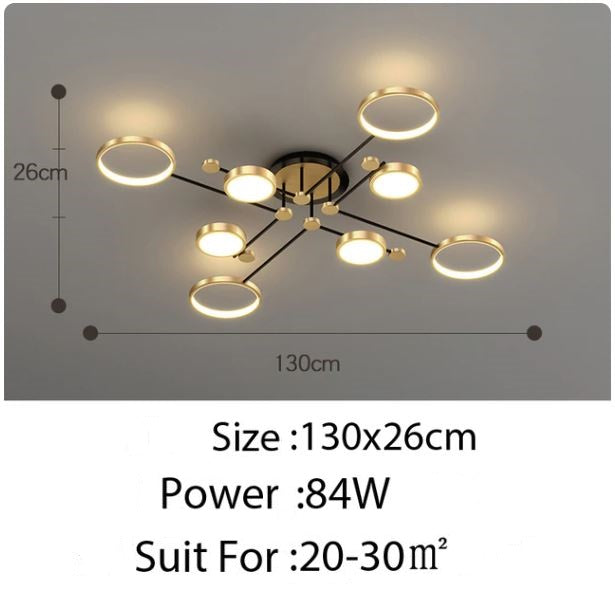 Modern Aluminum Ring Gold Frame LED Chandelier