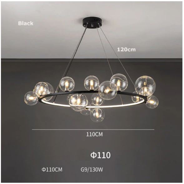 LED Art Deco Glass Bubbles Round Chandelier