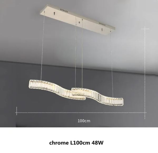 Crystal Stainless Long Strip Combination Chandelier