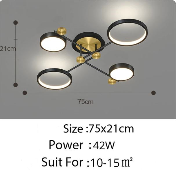 Modern Aluminum Ring Gold Frame LED Chandelier
