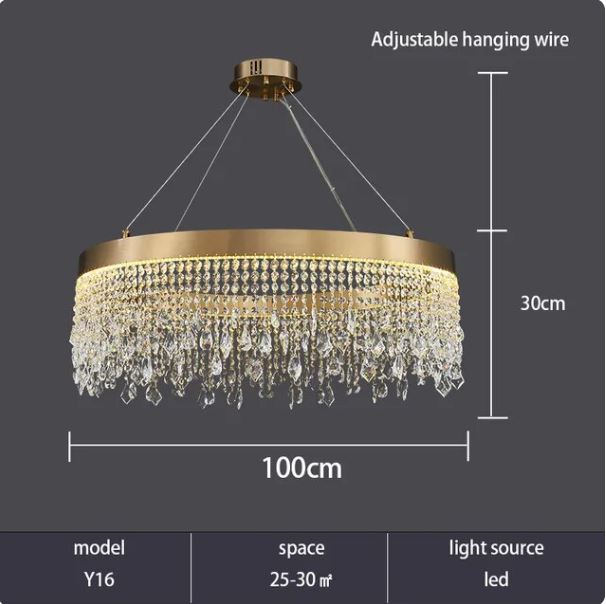 Luxury Golden Tassels Crystal Circular Chandelier