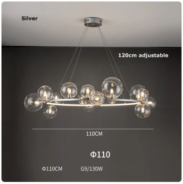 LED Art Deco Glass Bubbles Round Chandelier