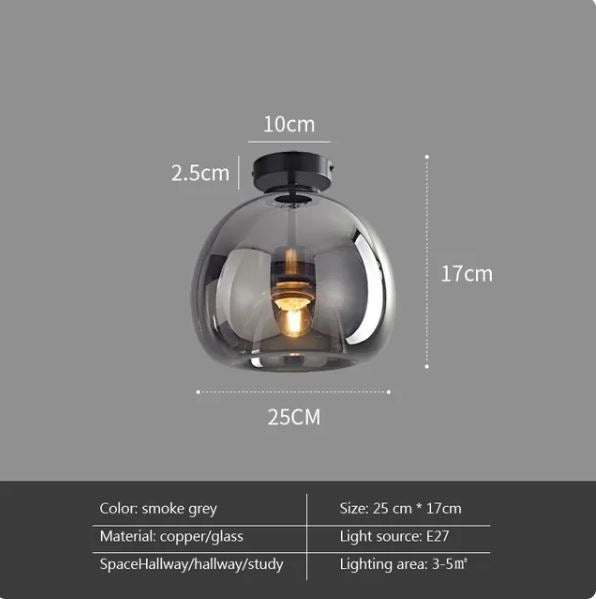 Modern Nordic Minimalist Dome Glass Ceiling Light
