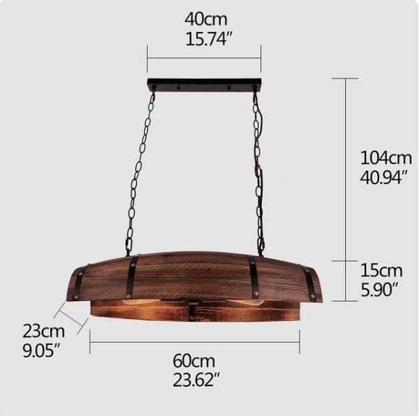 Natural Wood Wine Barrel Pendant Light