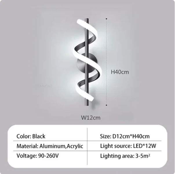 Curved Design Spiral Wall Lamp
