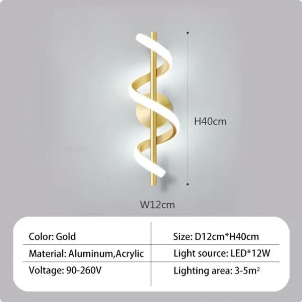 Curved Design Spiral Wall Lamp